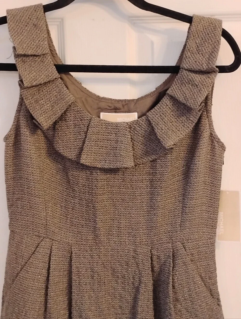 Michael Michael Kors Tweed Sleeveless Ruffle Neckline, Size: 2, NWT
